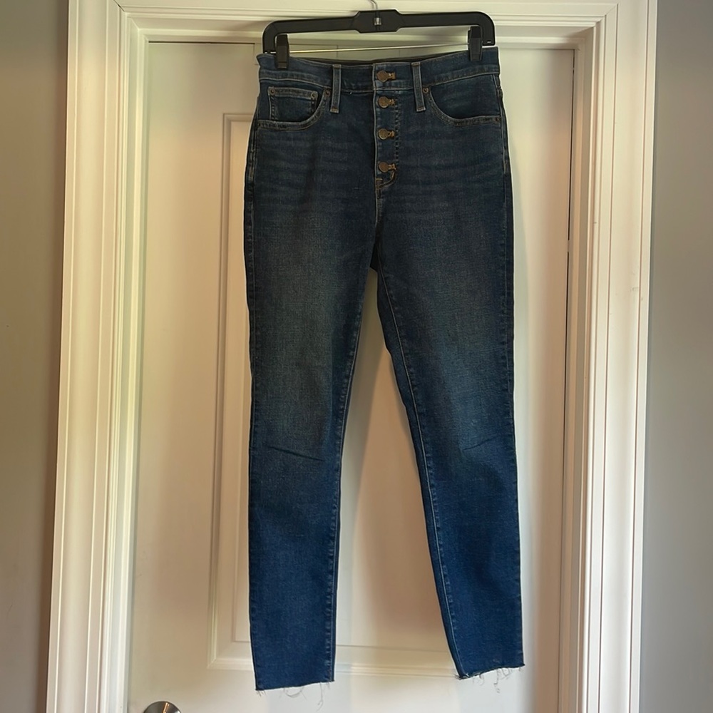 Jcrew high rise skinny button front jean